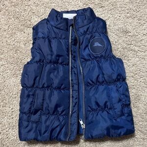 Navy Quilted Puffer Vest with Logo Patch